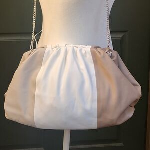 Steve Madden Neutral Tri-Panel Clutch Bag with Chain Strap